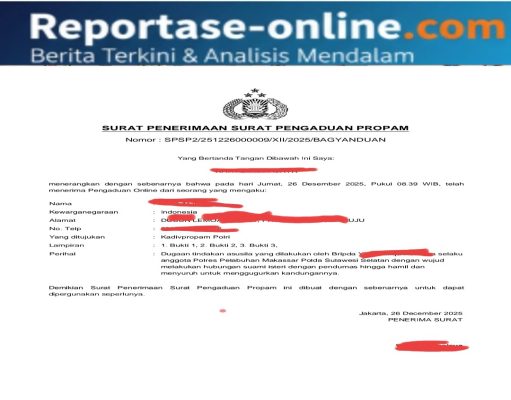 Mabes Polri Telah Terima Laporan IF Terkait Tindakan Asusila Yang Dilakukan Oknum Polisi Polres Pelabuhan Inisial YZR.
